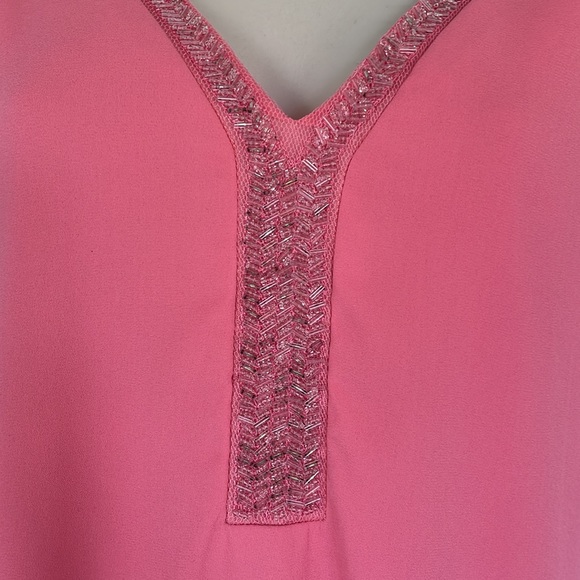 Francesca’s Birdcage pink beaded tunic shift dress size medium - Picture 4 of 7